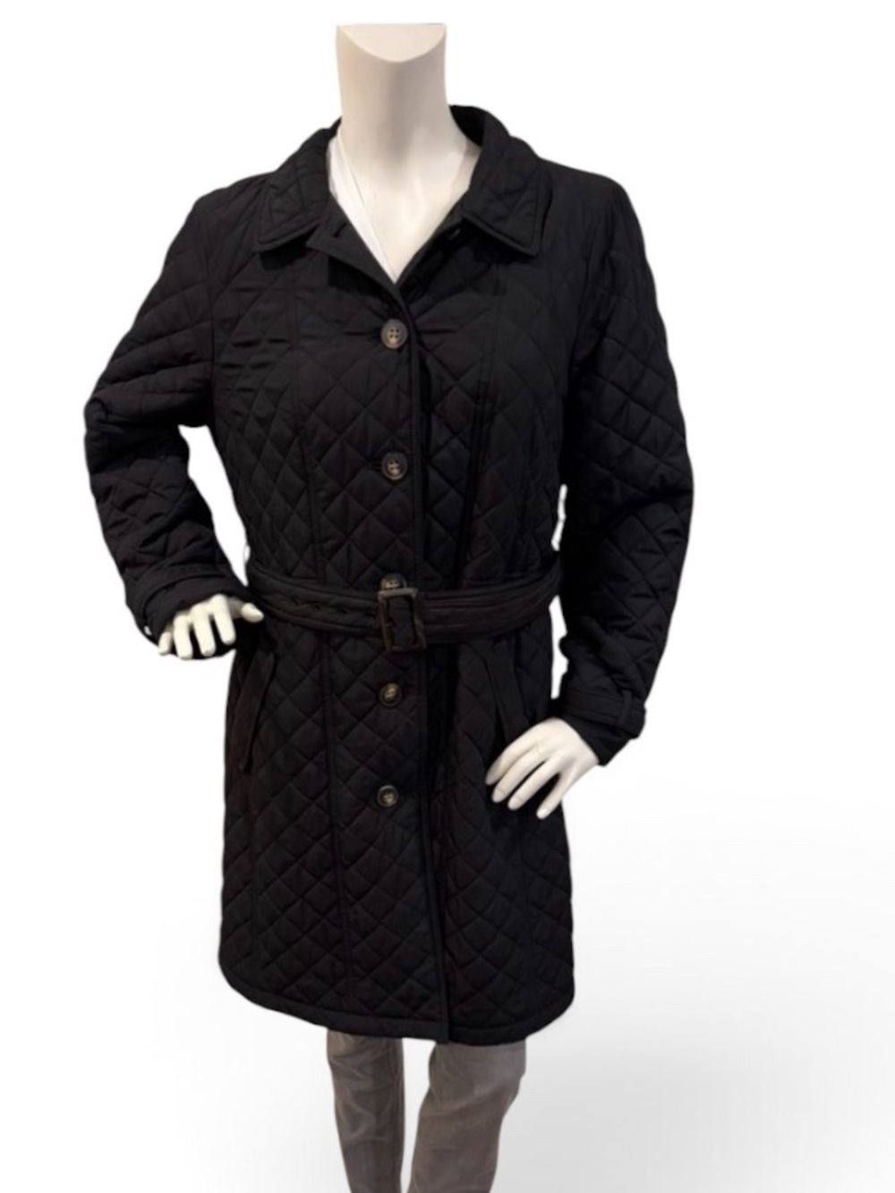 Talbots Quilted Belted Black Women's Coat, size large